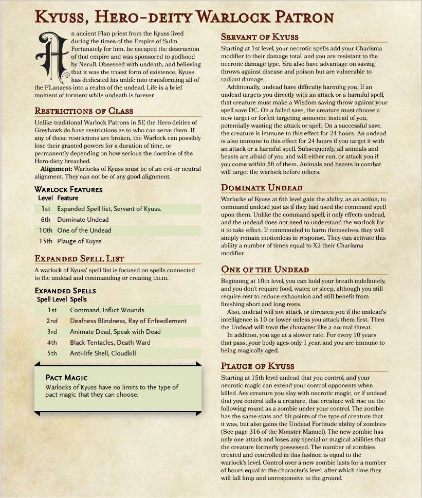  Kyuss, Hero-Deity Warlock Patron